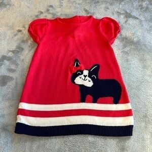 Gymboree - Red knit puppy sweater dress.  Size 6-12 months